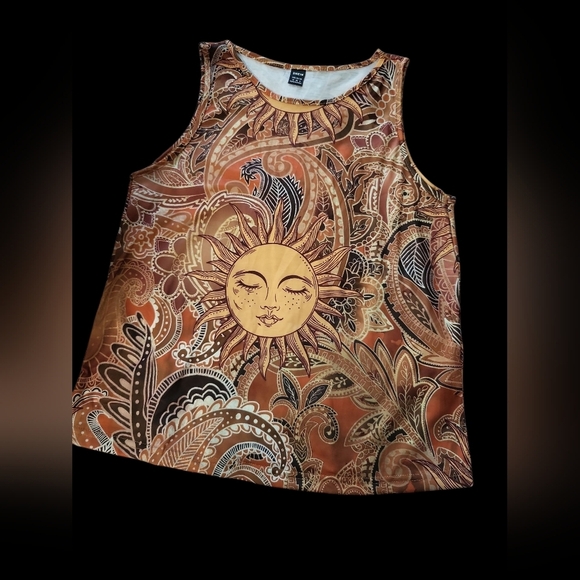 SHEIN NIB Gold and Orange Celestial Tank Top MED - Picture 5 of 9